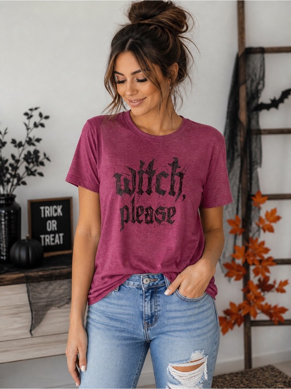 Witch Please Graphic Tee XL Pink Halloween Funny Spell Shirt